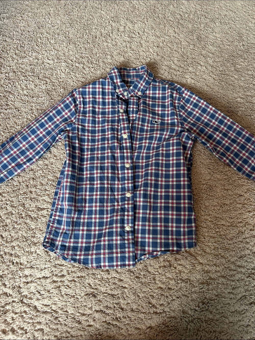 Vineyard Vines Boys Plaid Button-Down Shirt - Blue/Red